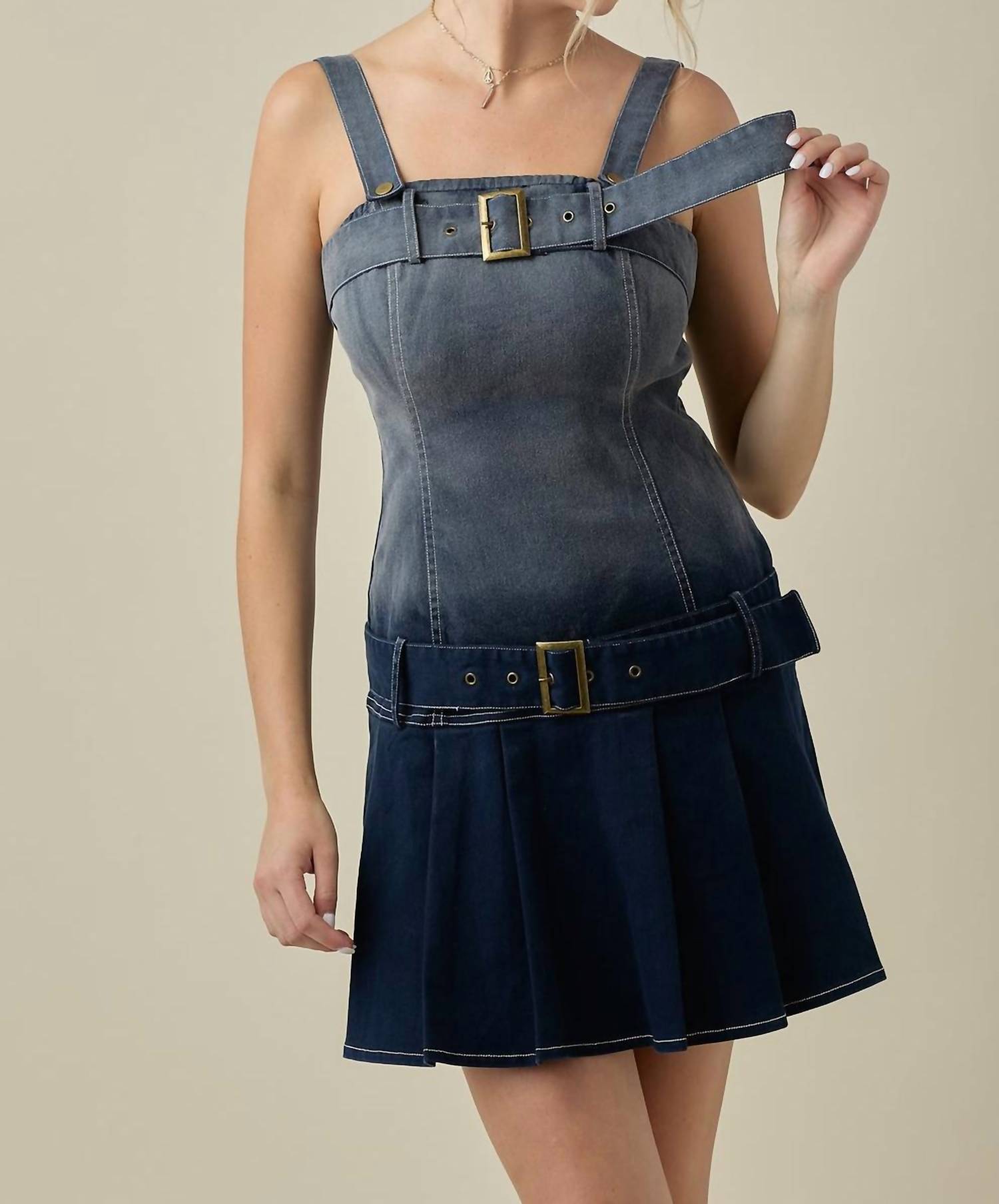 Baby Pink - DROP WAIST BELTED MINI DRESS