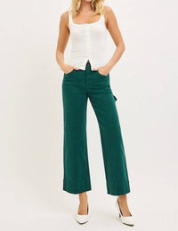 RISEN Tummy Control High Rise Crop Pants in green - women's pants