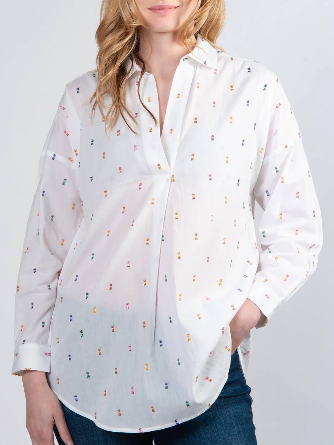 Cape Cove - Long Sleeve Spot Relaxed Blouse