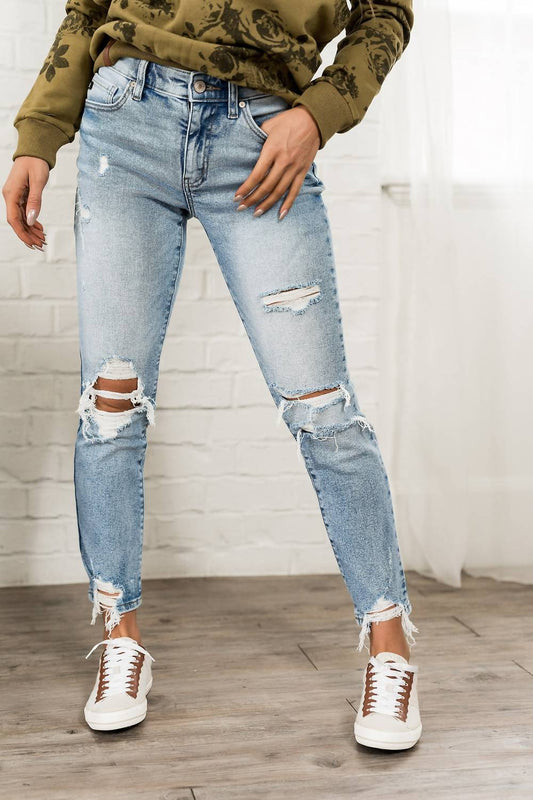 Ampersand Ave - Mom Distress Denim Jean