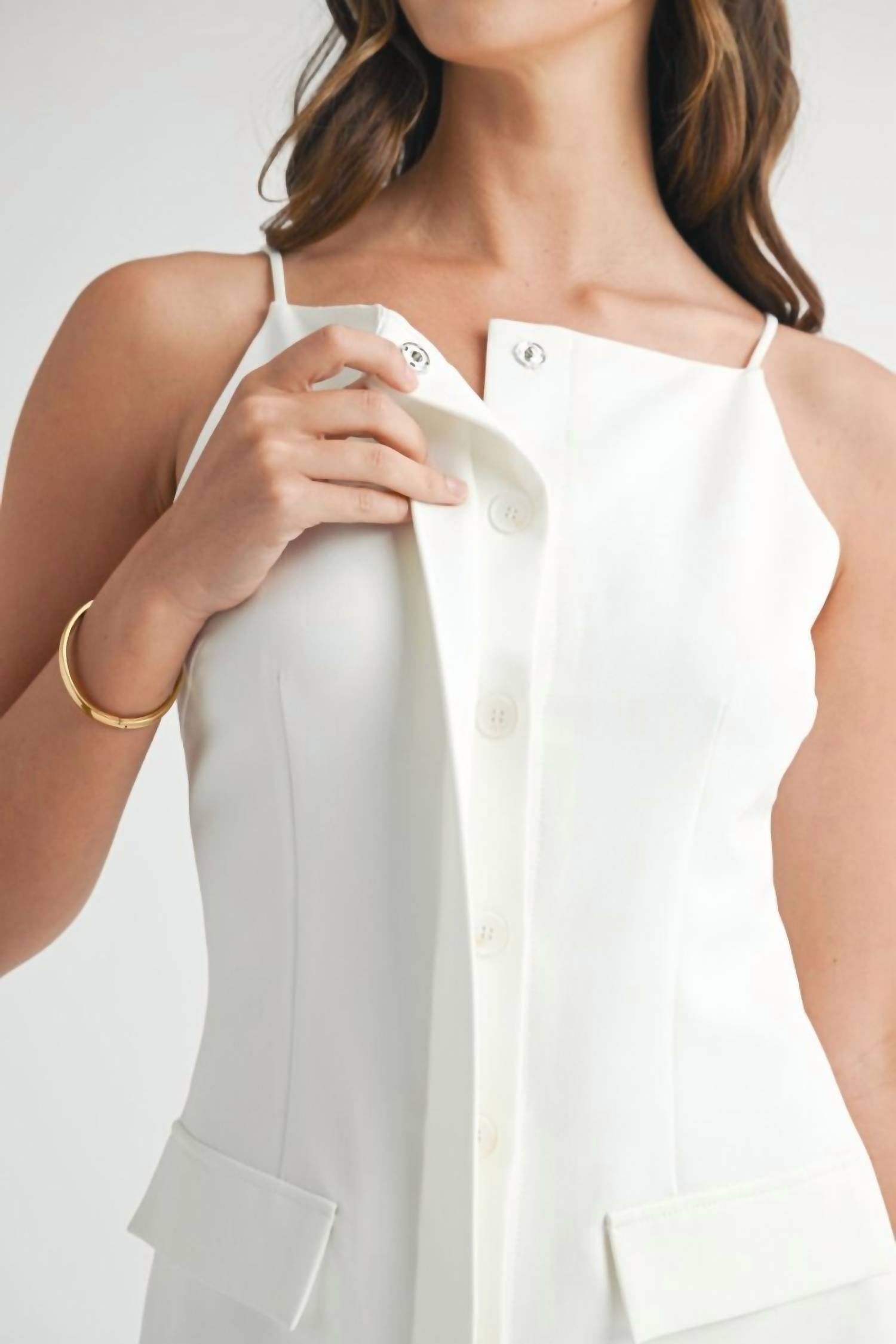 Mable - Shoulder Strap Suiting Mini Dress