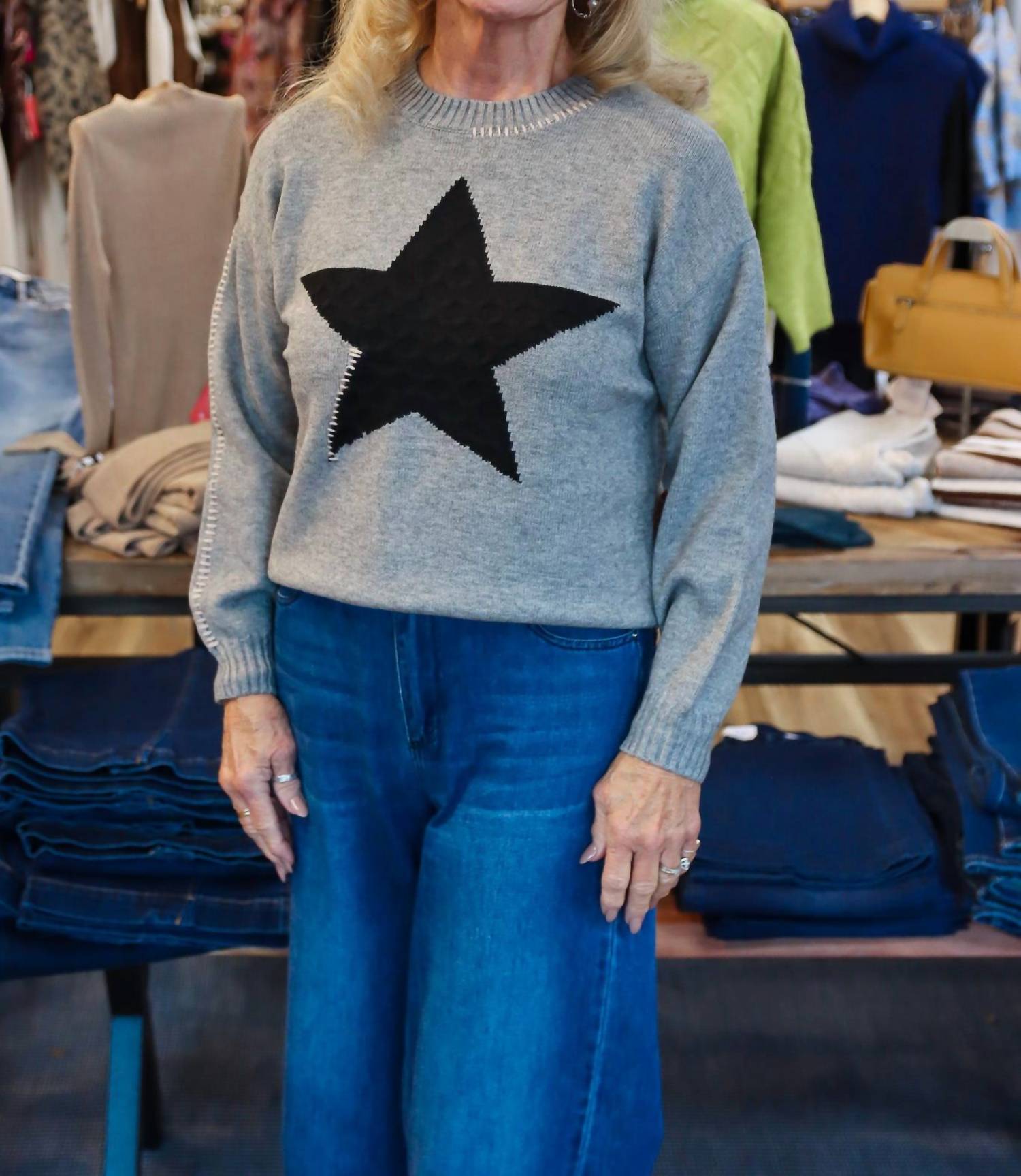 Central Park West - Myra Whipstitch Star Crewneck Sweater