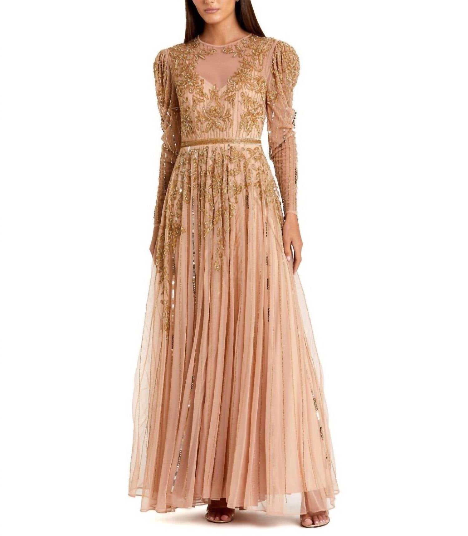 Mac Duggal - Illusion Puff Sleeve Gown