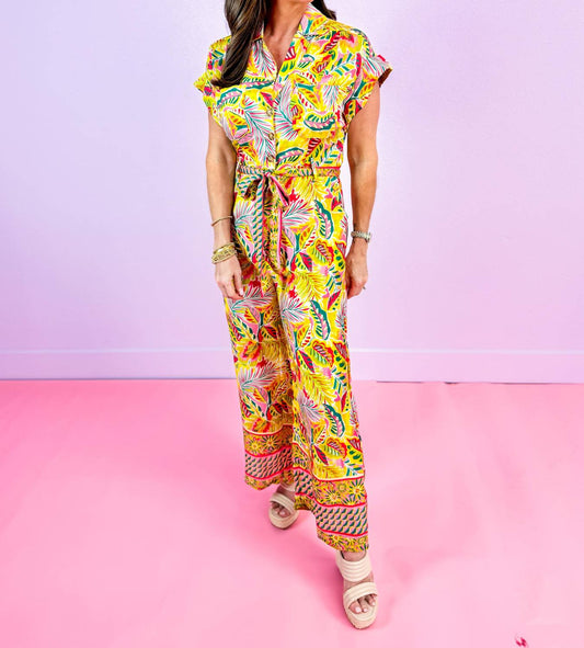 Karlie - Tropical Satin Jumpsuit