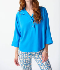 Joseph Ribkoff - Woven Buttoned Collar Boxy Top