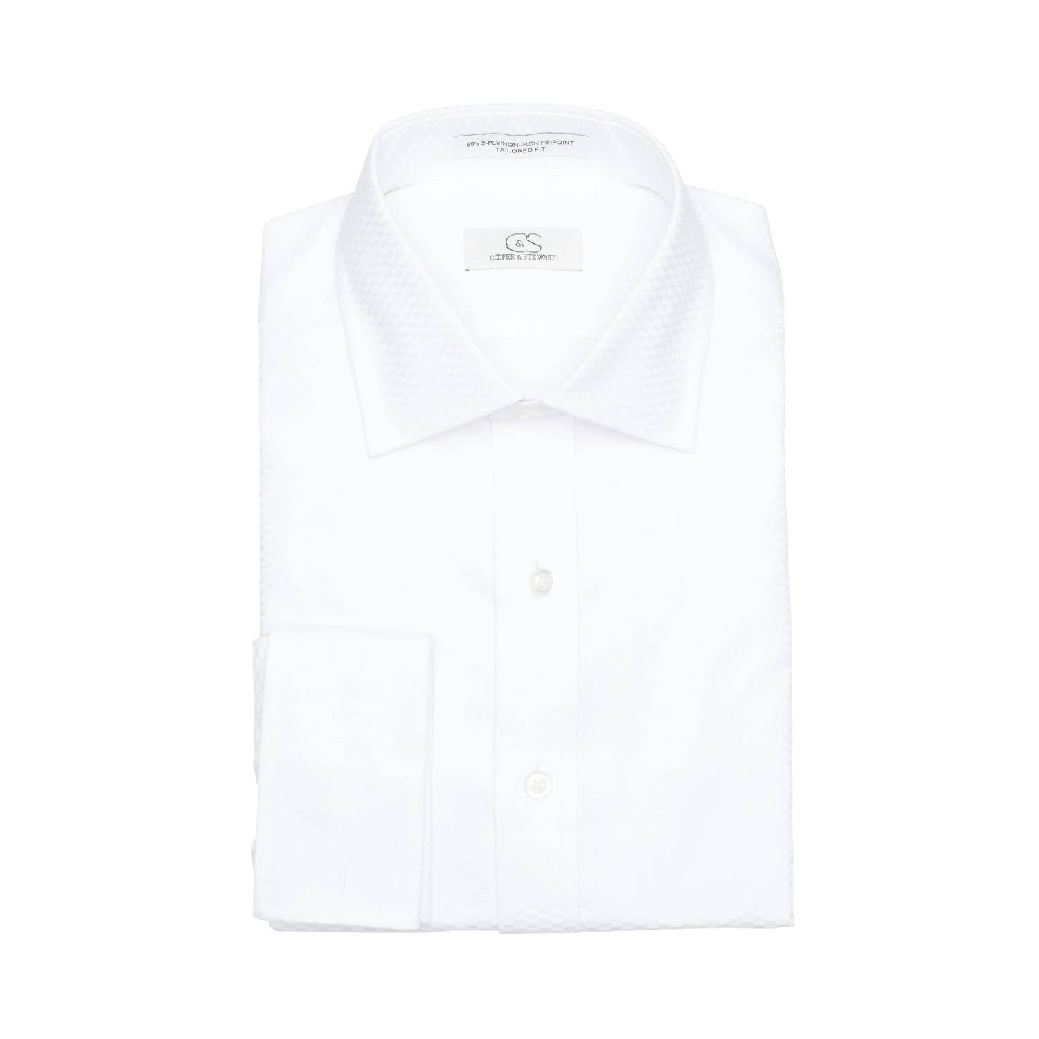 Cooper & Stewart - Men’s Tuxedo Tonal Check Cotton Dress Shirt