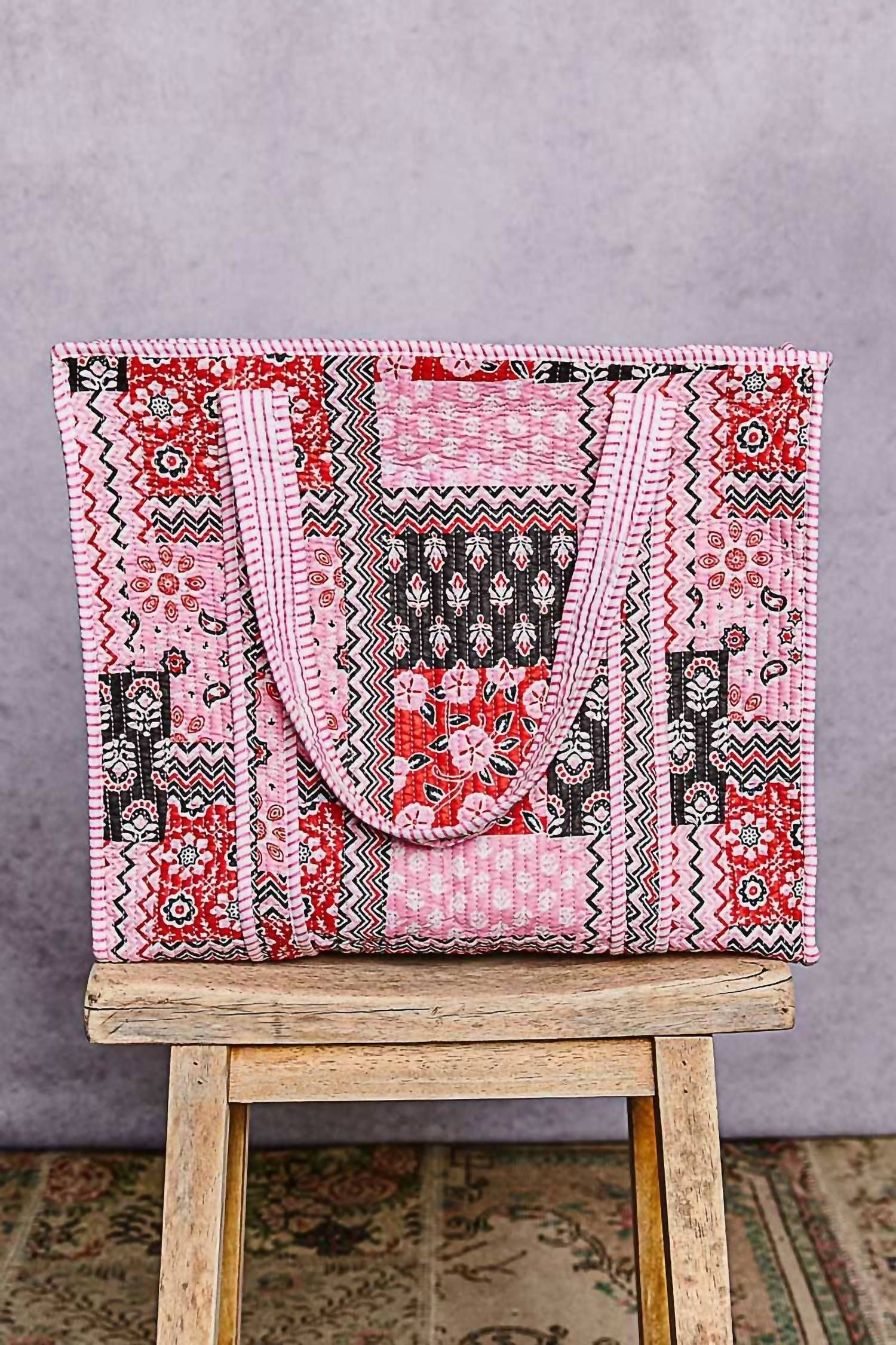 Pol - Women's Quilted Woven Bohemian Tote Bag