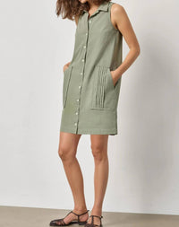 Lilla P - Sleeveless Pleat Pocket Mini Dress