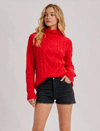 Bluivy - Turtleneck Scallop Hem Sweater