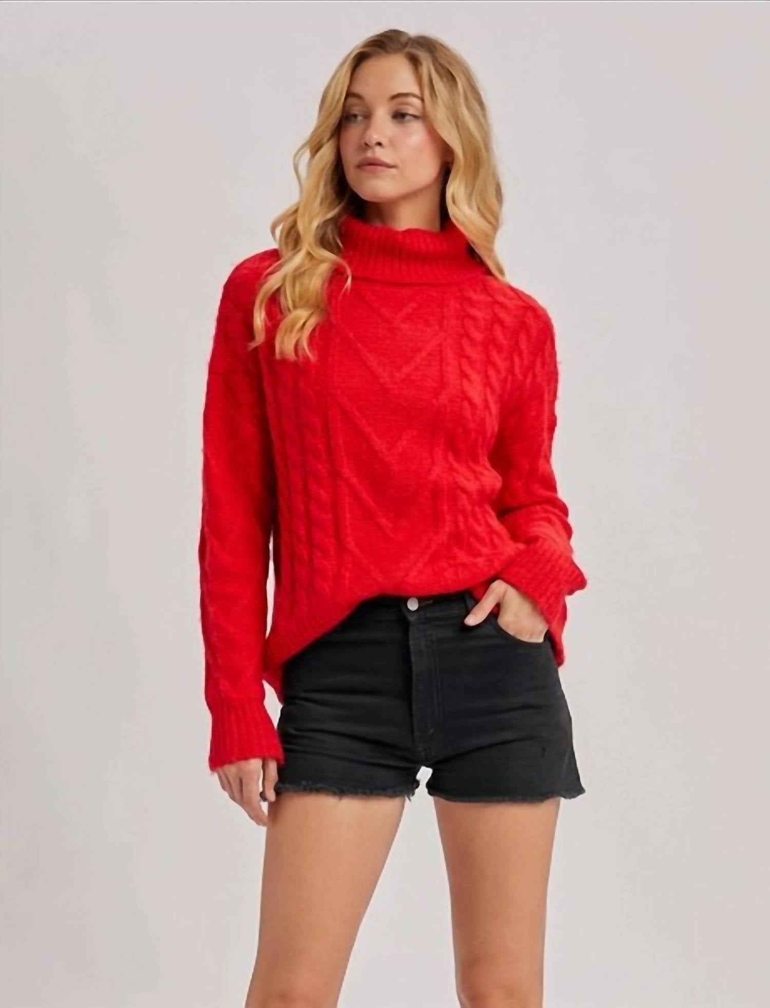 Bluivy - Turtleneck Scallop Hem Sweater