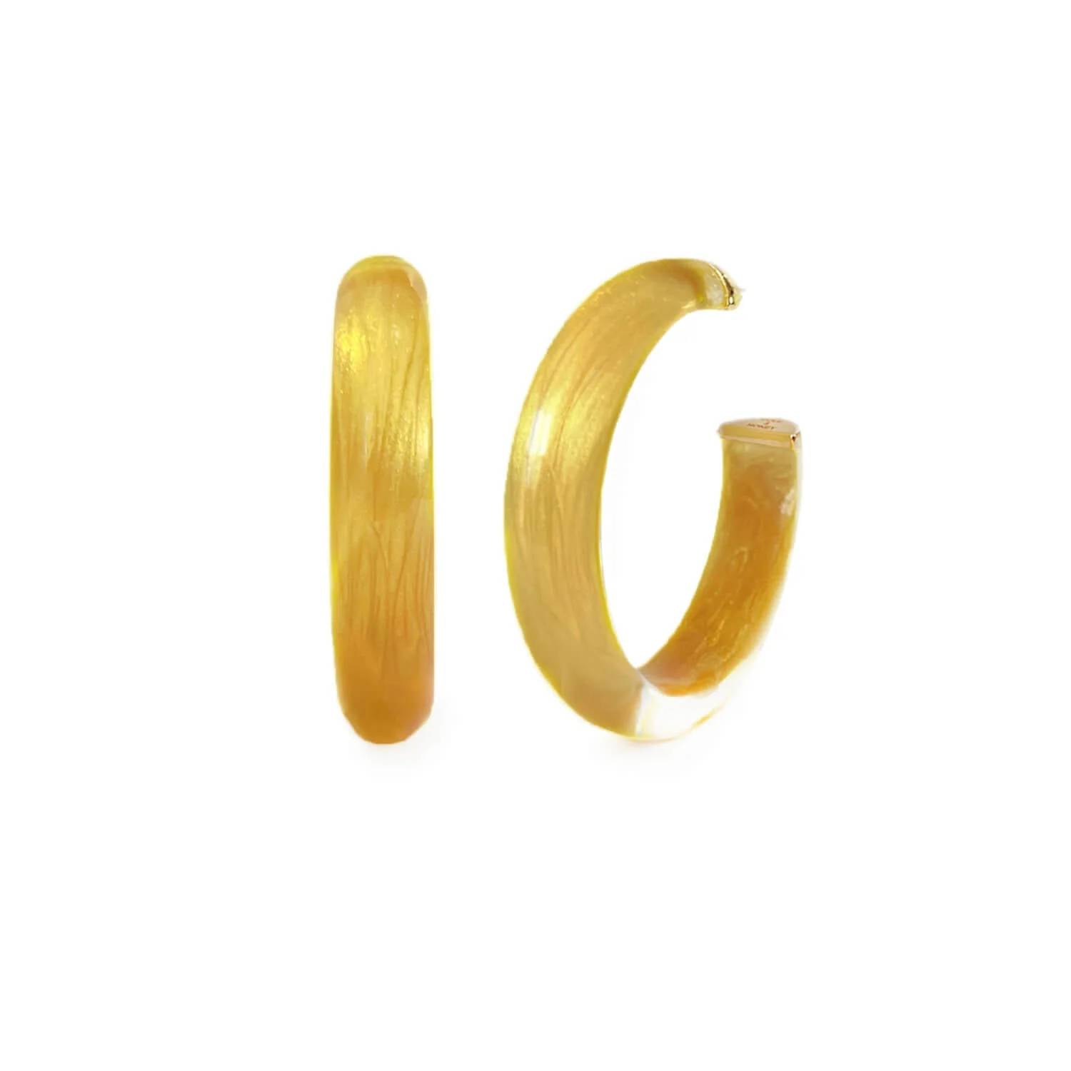 Gold & Honey - Women's Medium Illusion Lucite Hoop Earrings