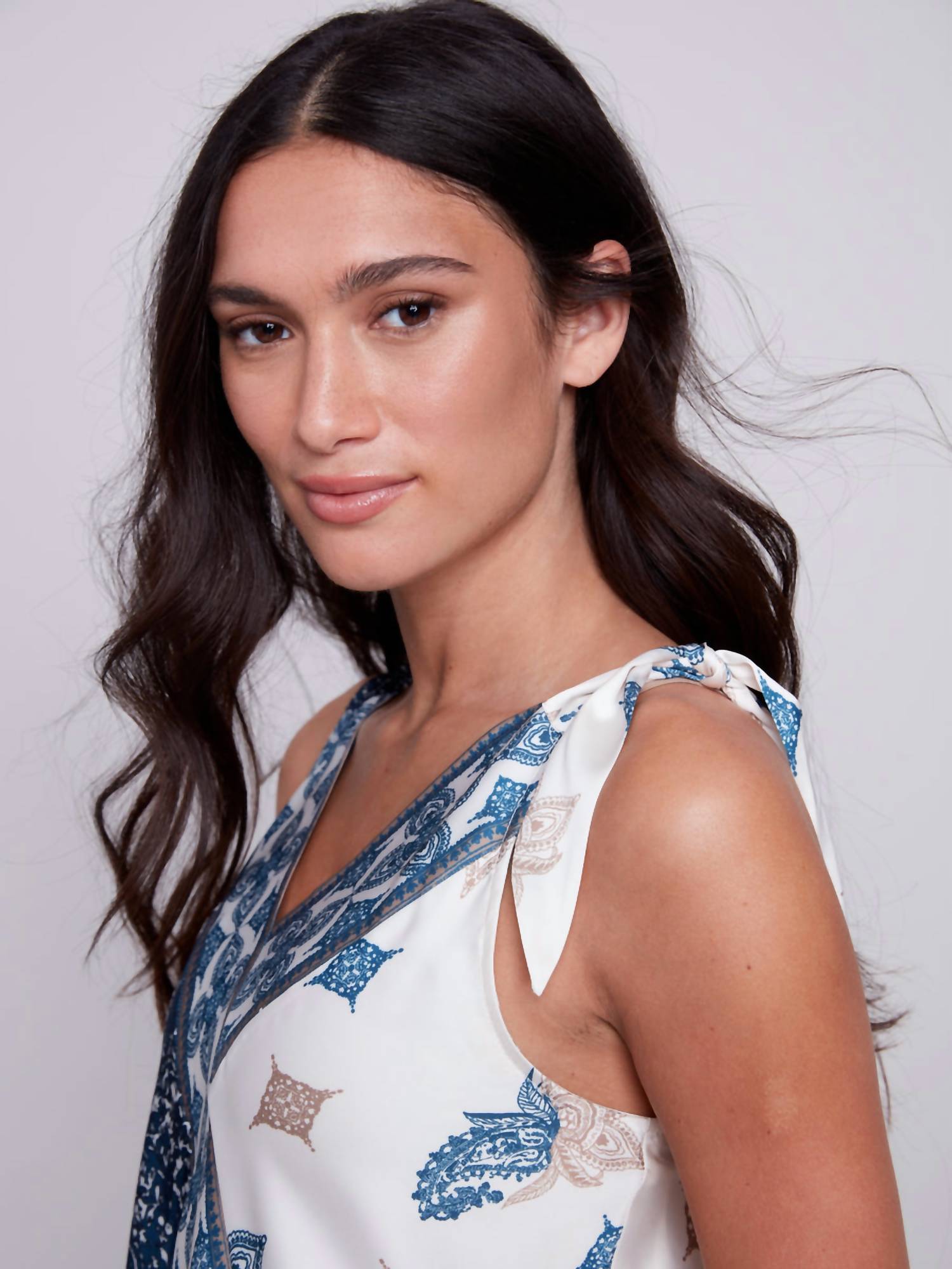 Charlie B - V-neck Knot On Shoulder Top