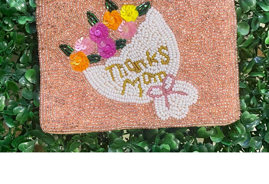 Bosuk - Women's Thanks Mom Beaded Coin Purse