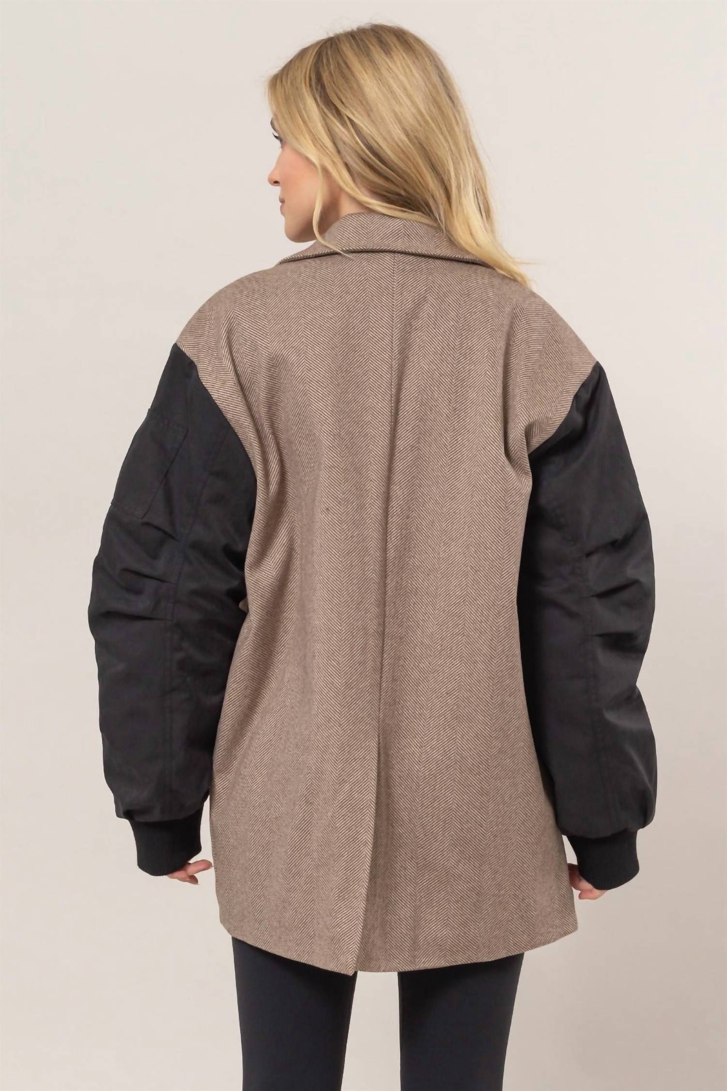 Hyfve - Herringbone Mixed Media Coat