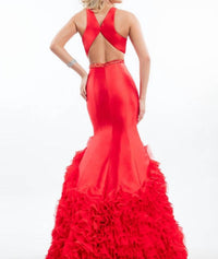 Rachel Allan - Ruffled Hem Mermaid Gown