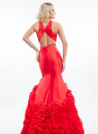 Rachel Allan - Ruffled Hem Mermaid Gown
