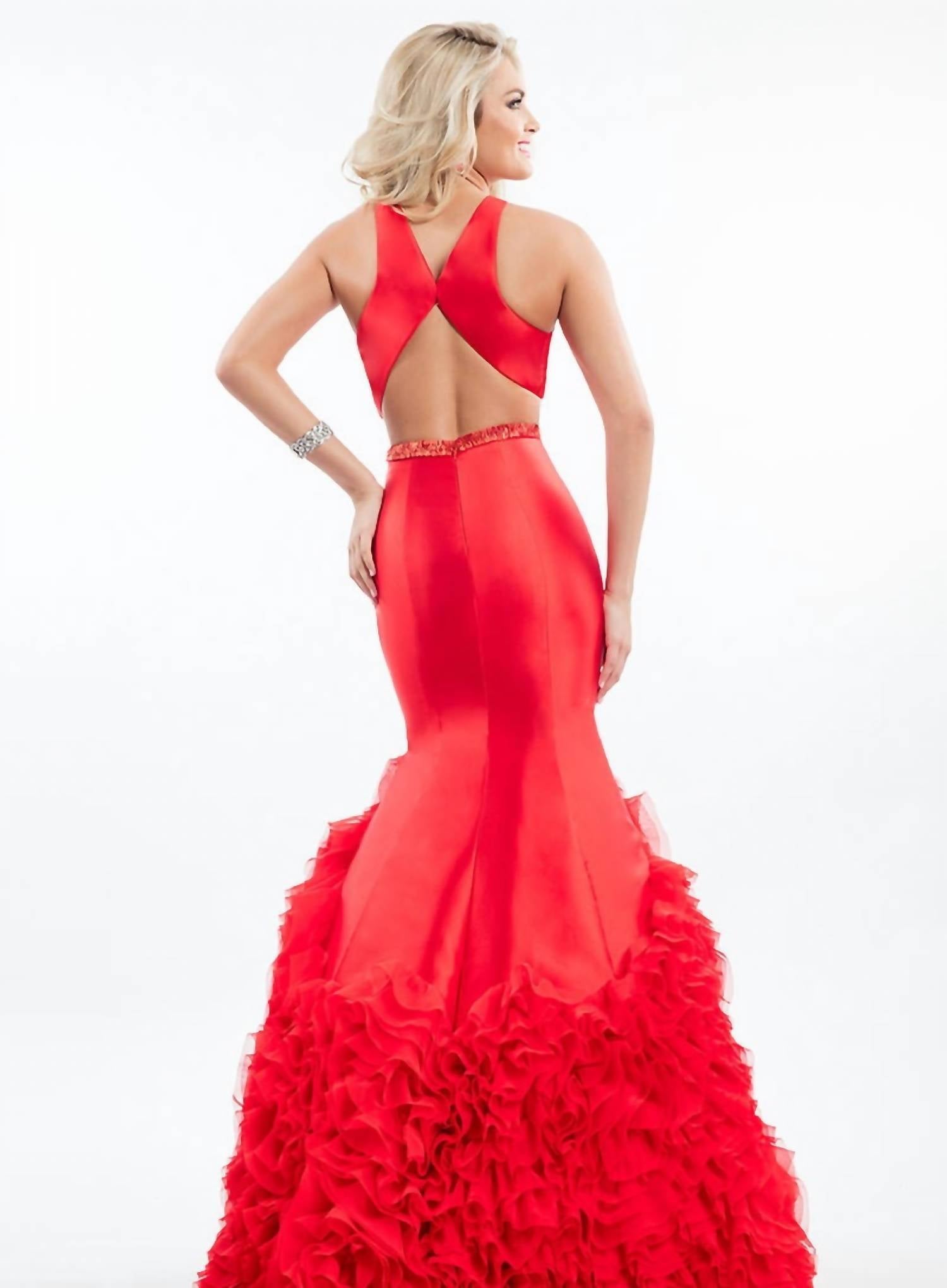 Rachel Allan - Ruffled Hem Mermaid Gown