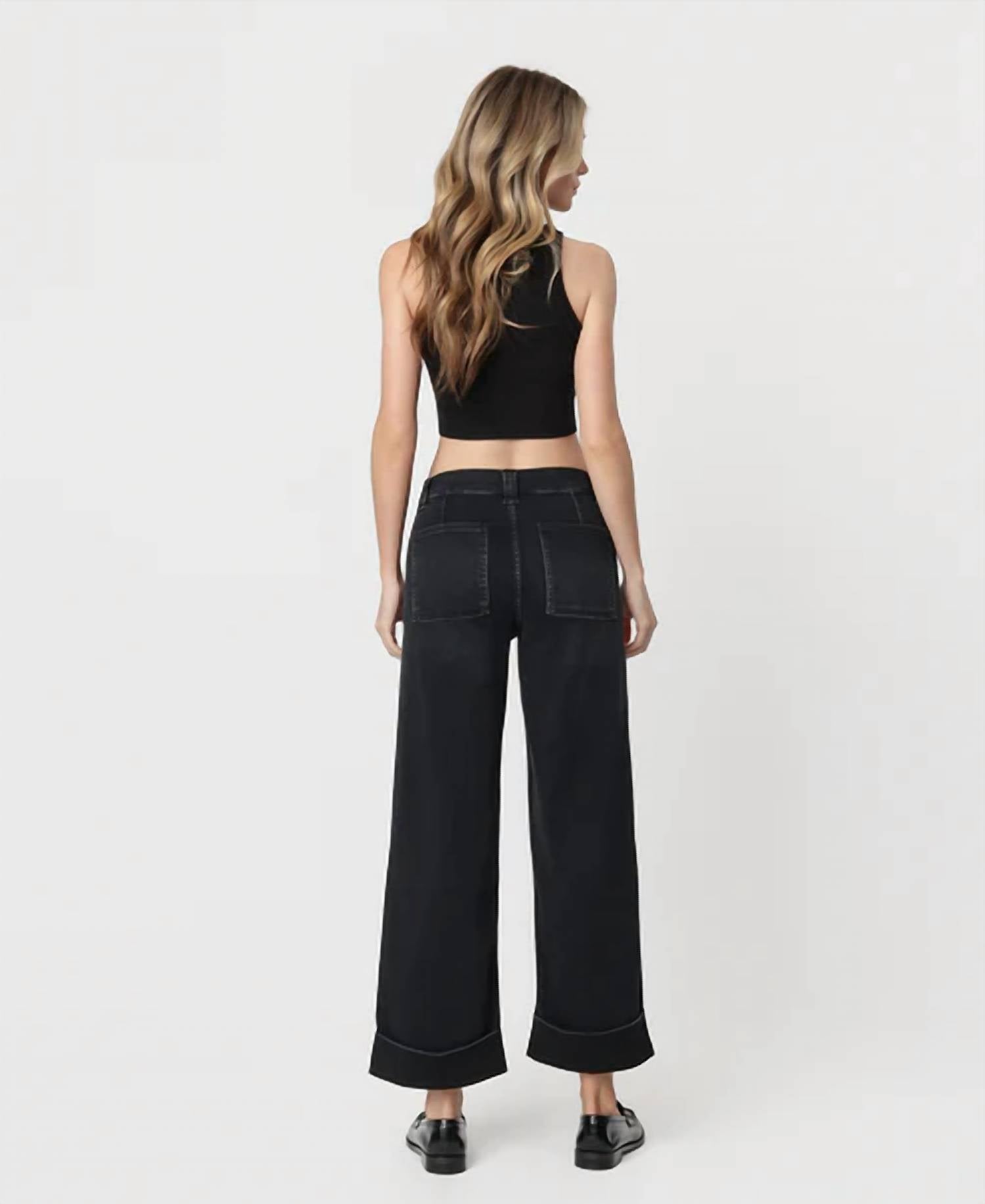 Vervet By Flying Monkey - High Rise Cuffed Baggy Wide Jeans - Plus