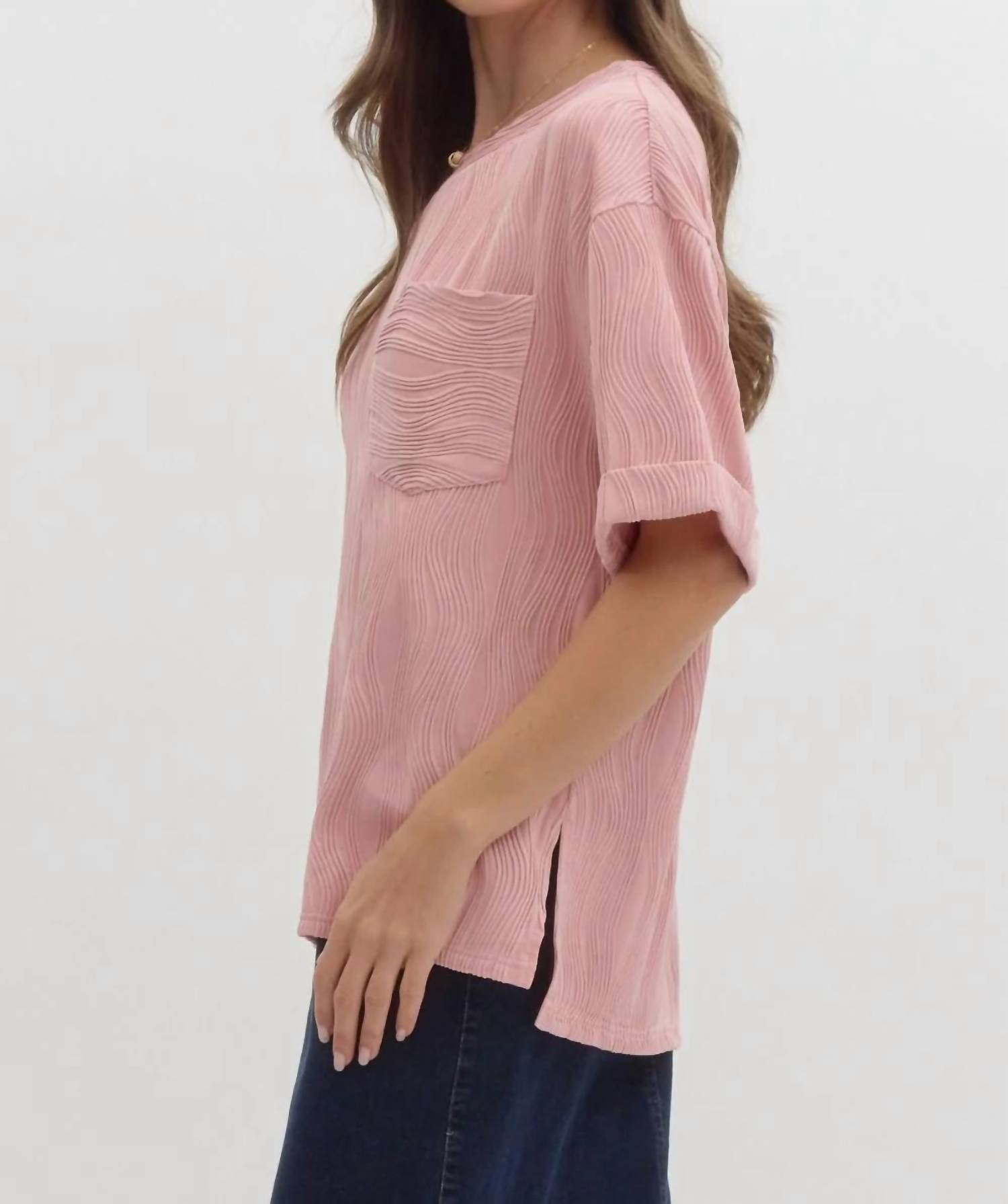Entro - Wave Textured Short Sleeve Top
