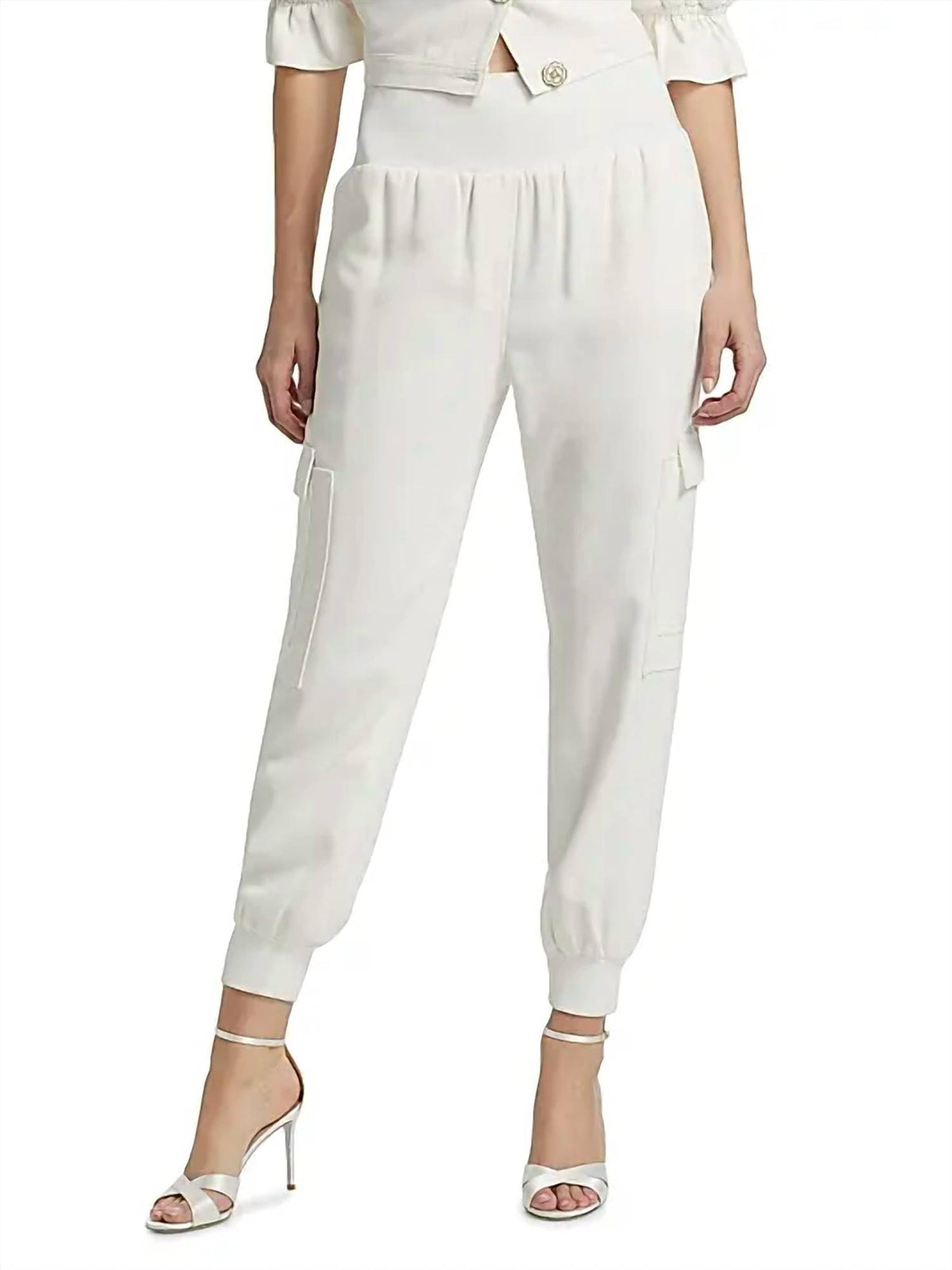 cinq a sept Crepe Giles Pants in ivory - women's pants - detail view