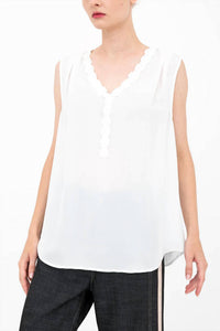 Elaine Kim - Bettina V-neck Shell Top With Grosgrain Trim