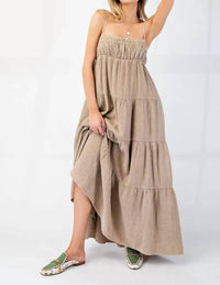 Easel - Mineral Washed Cotton Gauze Maxi Dress