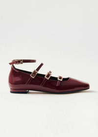 ALOHAS Women's Luke Onyx Leather Ballet Flats in wine burgundy - women's flats - alternate view