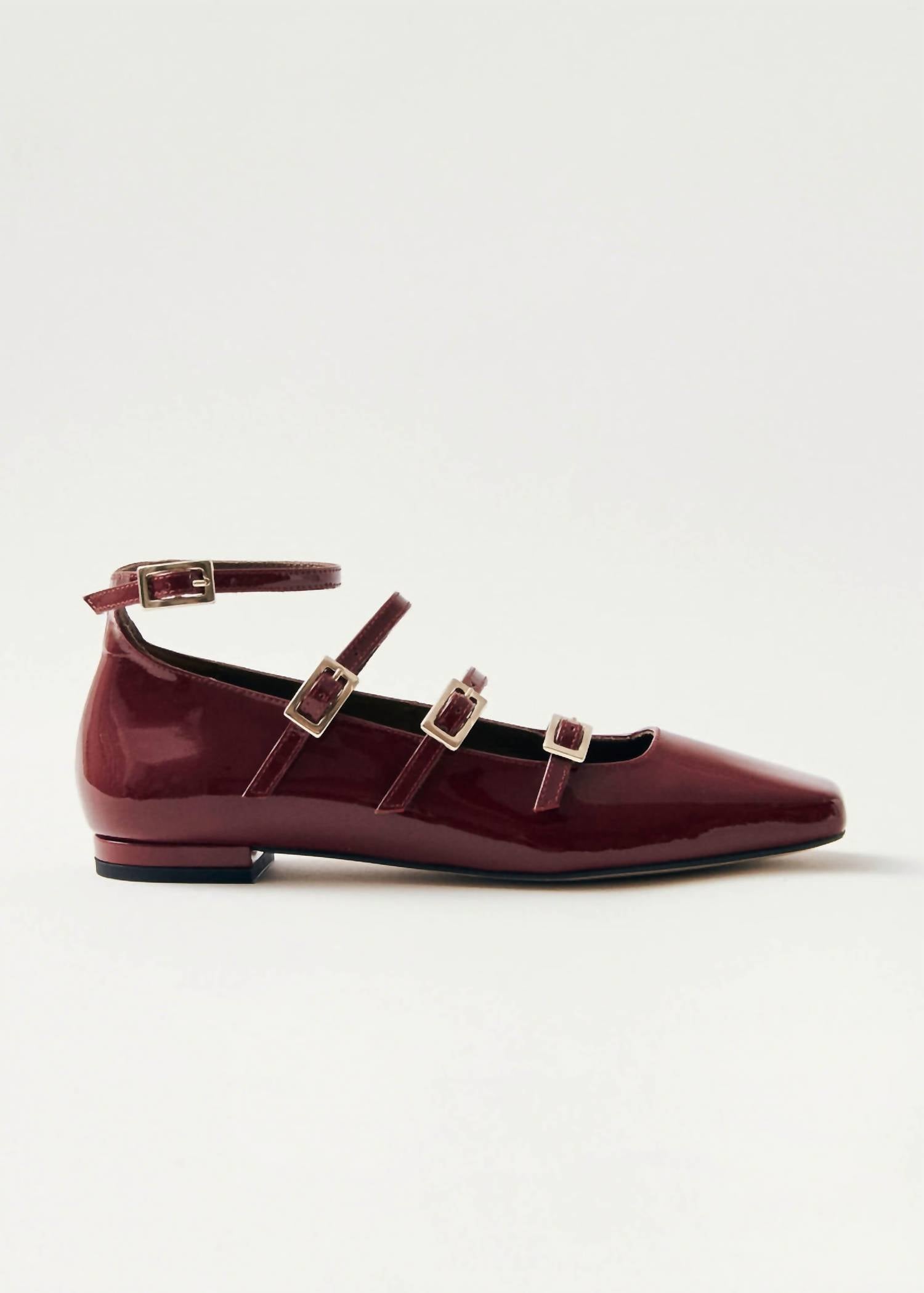 ALOHAS Women's Luke Onyx Leather Ballet Flats in wine burgundy - women's flats - alternate view