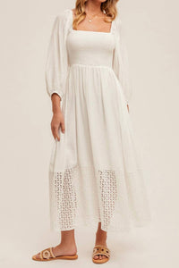 Hem & Thread - Tammy Eyelet Squareneck Midi Dress