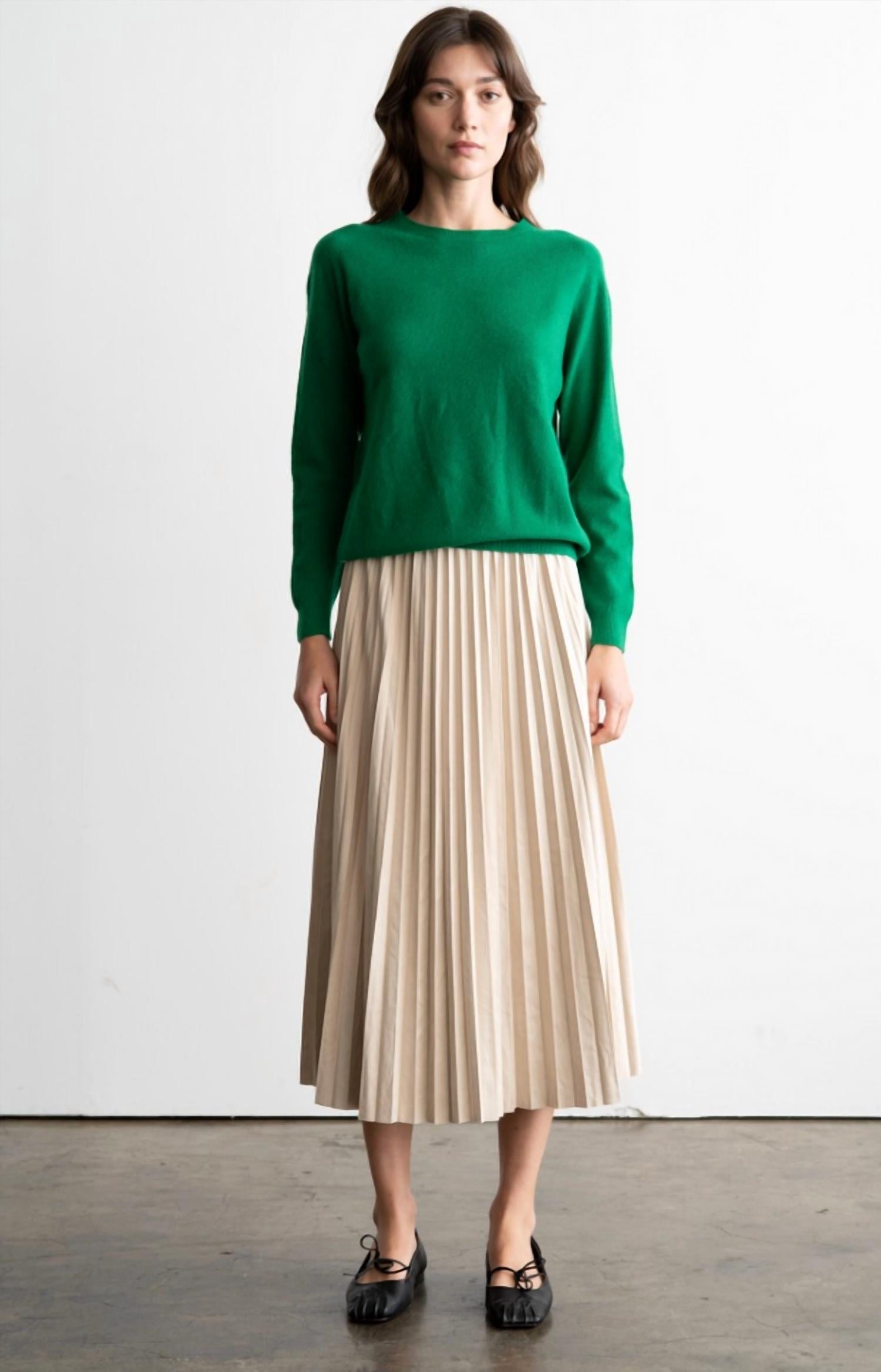 Elle Grey Soft Cozy Knit Sweater in green - women's sweater - alternate view