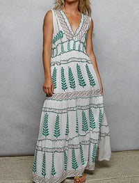 Pol - V Neck Ruffle Woven Sleeveless Long Dress
