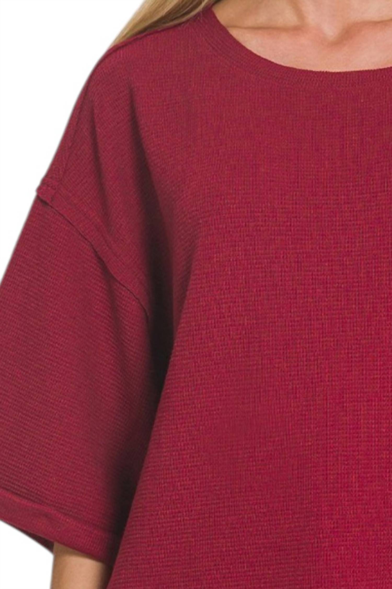 Zenana - Double Knit Three Quarter Sleeve Top