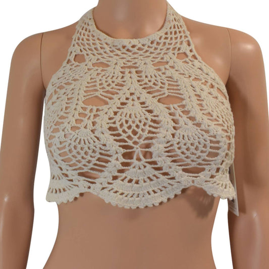 DREAMWEAVER HALTER TIE STRAP CROCHET BIKINI TOP