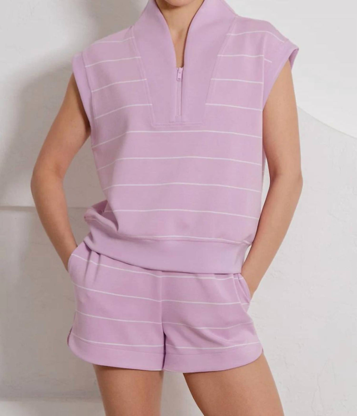 Rae Mode - Modal V-neck Zip Sleeveless Top
