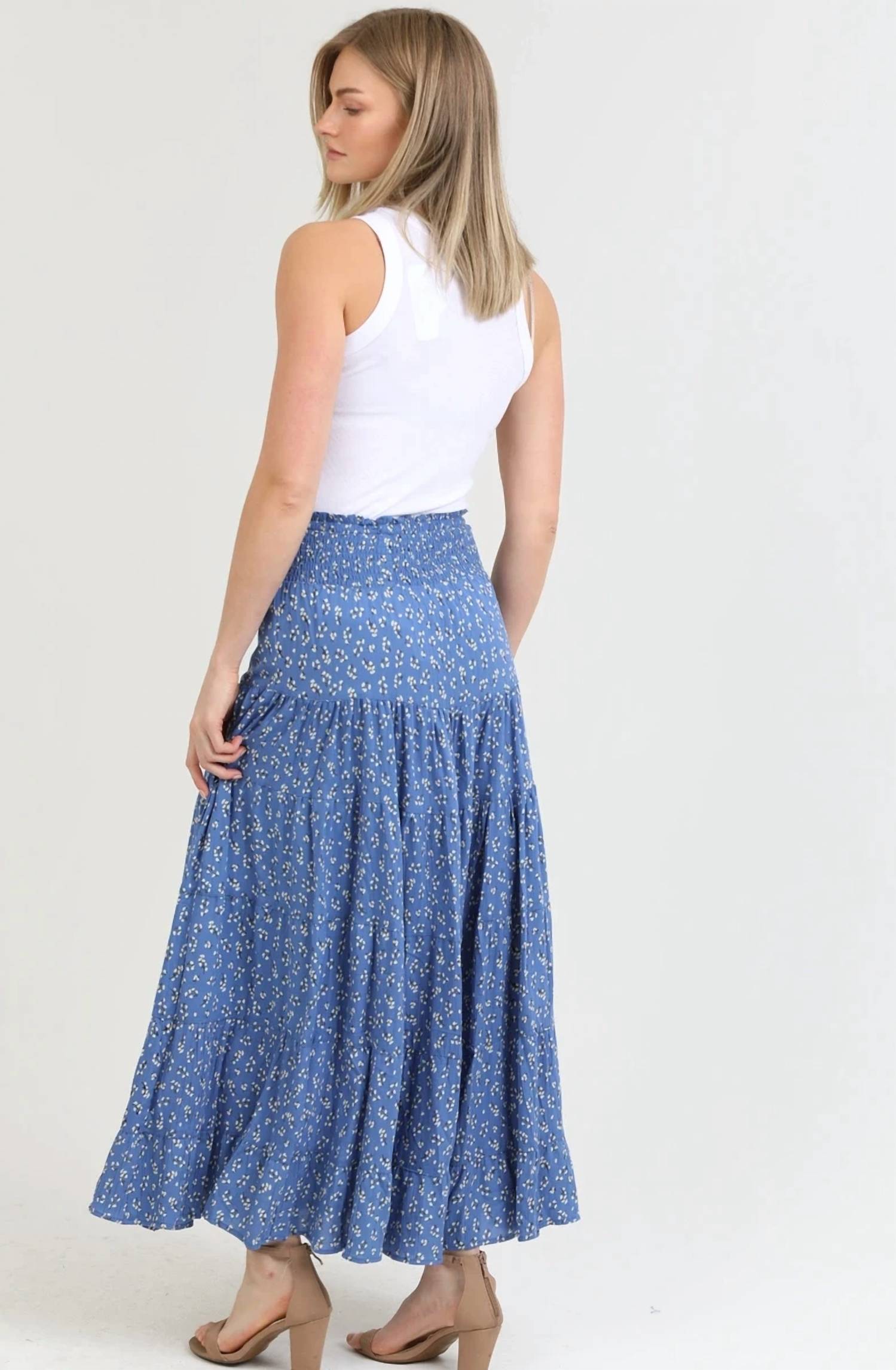 Angie - Smocked Waist Maxi Skirt