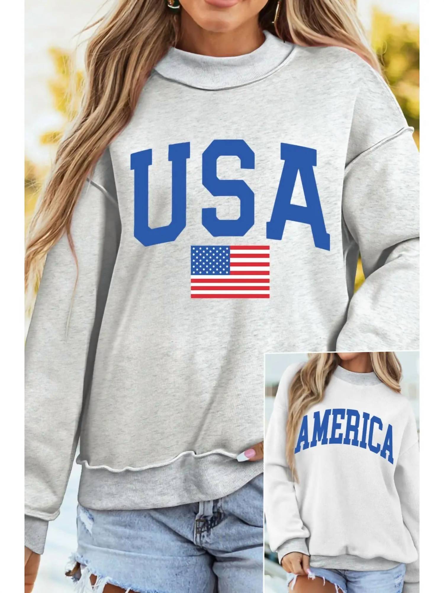 Little Daisy Closet - The Usa Reversible Mock Neck Top