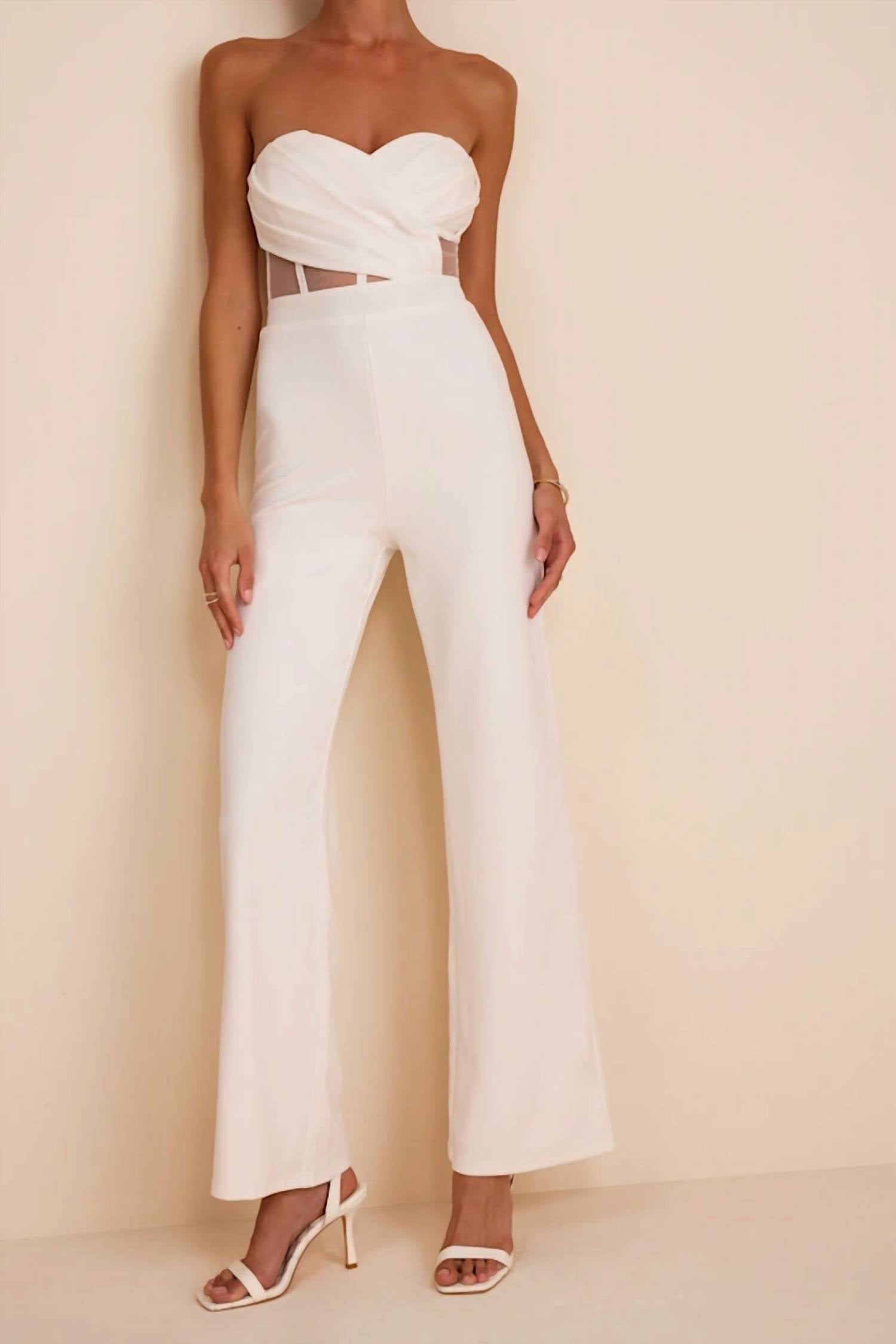 Lulus Surely Stunning Strapless Bustier Jumpsuit in ivory - women's pants - view 4