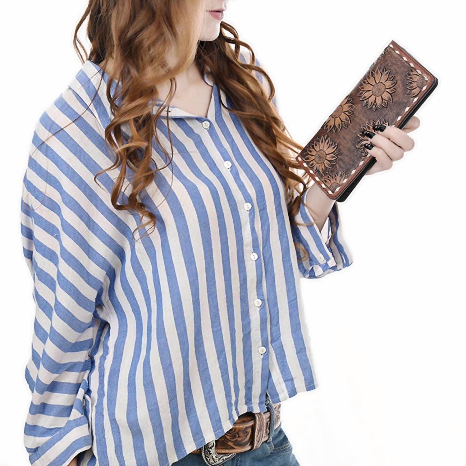 Ohlay - Women's Hand-tooled Leather Western Floral Wallet