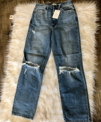 Cello - Women's High Rise Ripped Dad Jeans