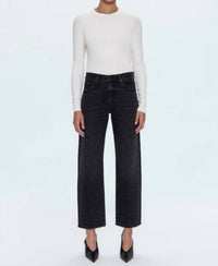 PISTOLA Lexi Mid Rise Bowed Straight Jeans in silver screen 1 - women's jeans