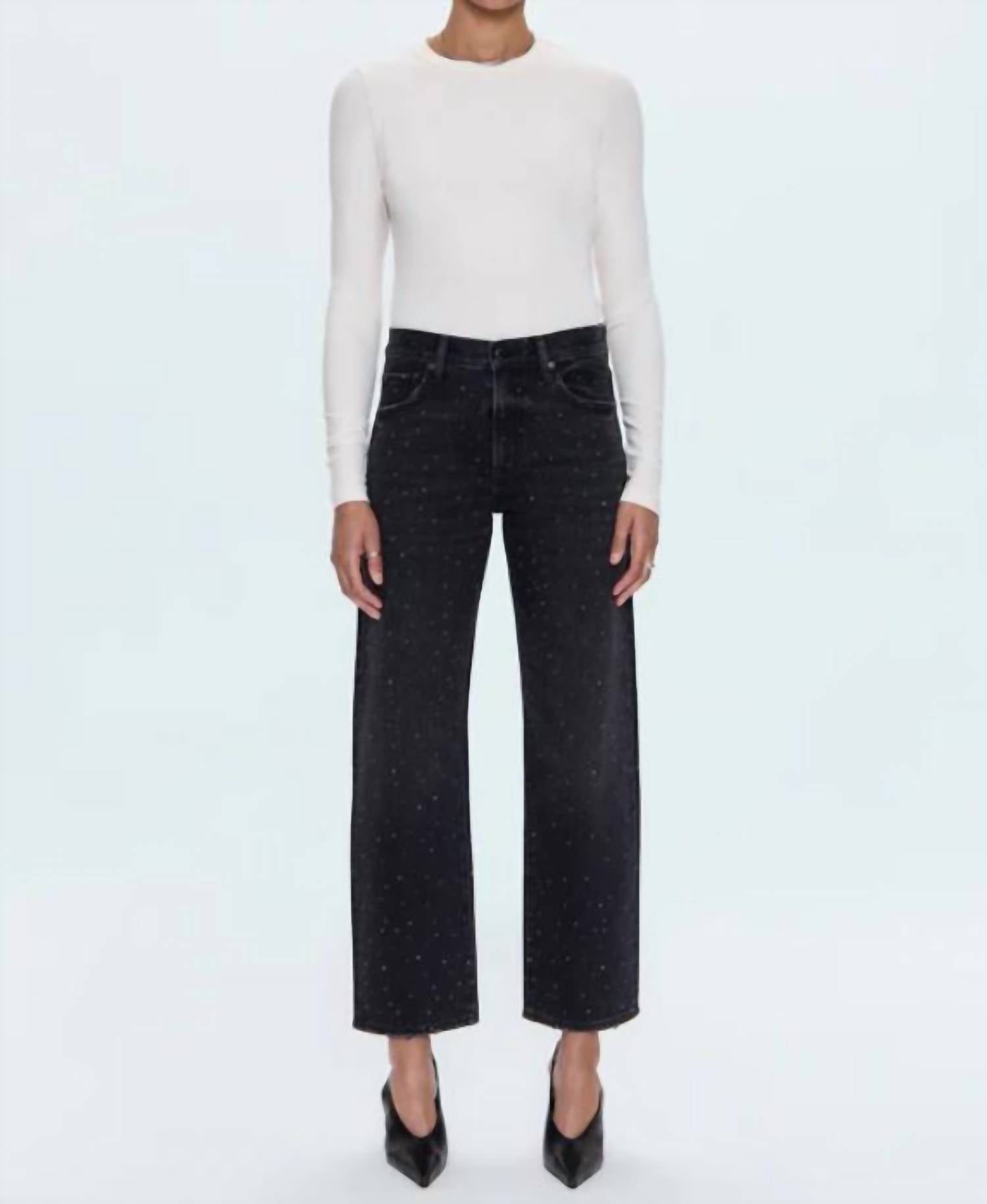 PISTOLA Lexi Mid Rise Bowed Straight Jeans in silver screen 1 - women's jeans