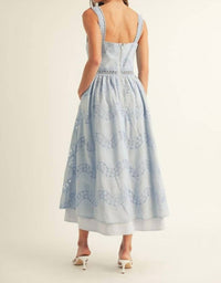 Just Me - Square Neck A-line Lace Midi Dress