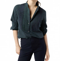Ann Mashburn Hattie Long Sleeve Button Down Shirt in blackwatch poplin - women's shirt