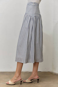 Polagram - Striped Cotton Midi Skirt