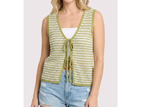 Staccato - Stripe Tie Front Knit Tank Top