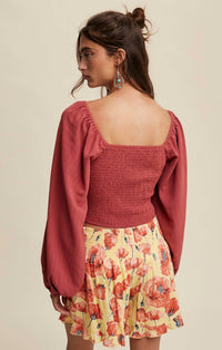 Listicle - Smocked Square Neck Top