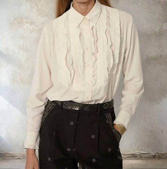 Maison Hotel - Clara Tuxedo Ruffle Blouse