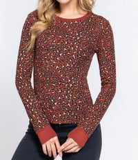Active Usa - Printed Thermal Knit Top
