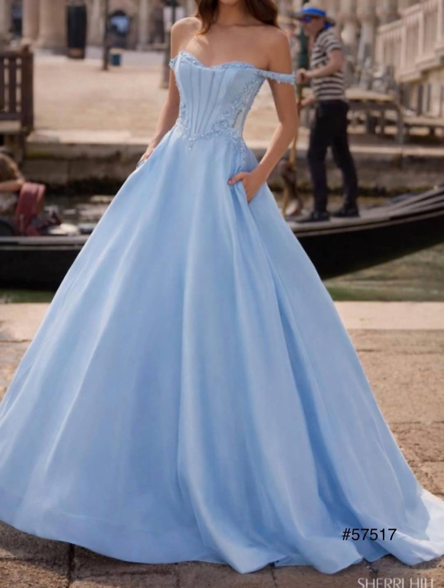 Sherri Hill - Off Shoulder A Line Prom Dress