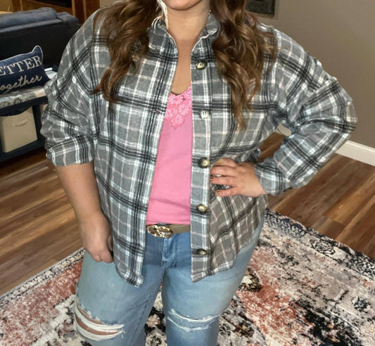 Andree By Unit - Fringe Detail Plaid Jacket